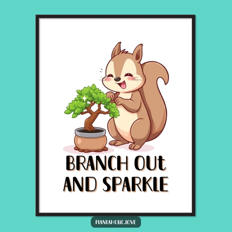 Squirrel Bonsai Free Printable Wall Art - Cheerful Downloadable Decor