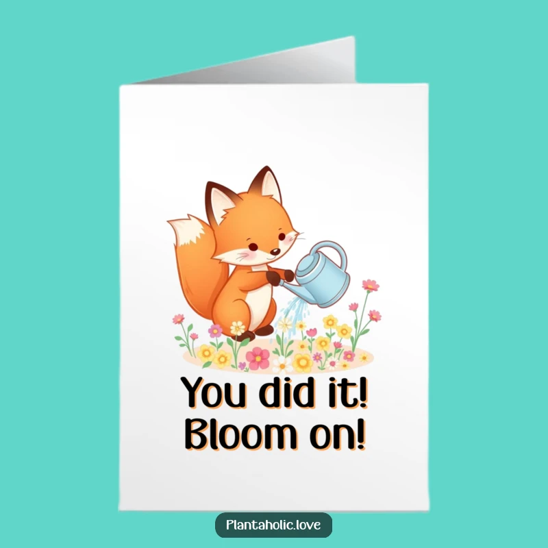 Free Printable Fox Gardener Congratulations Card: Celebrate Success with Flowers