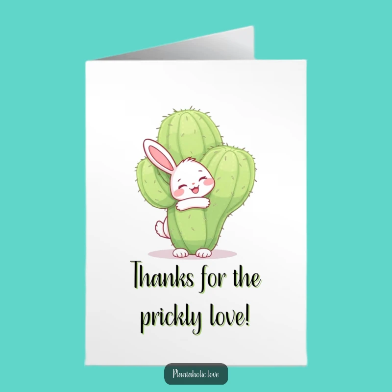 Bunny Cactus Hug Free Printable Thank You Card - Funny Downloadable Gratitude