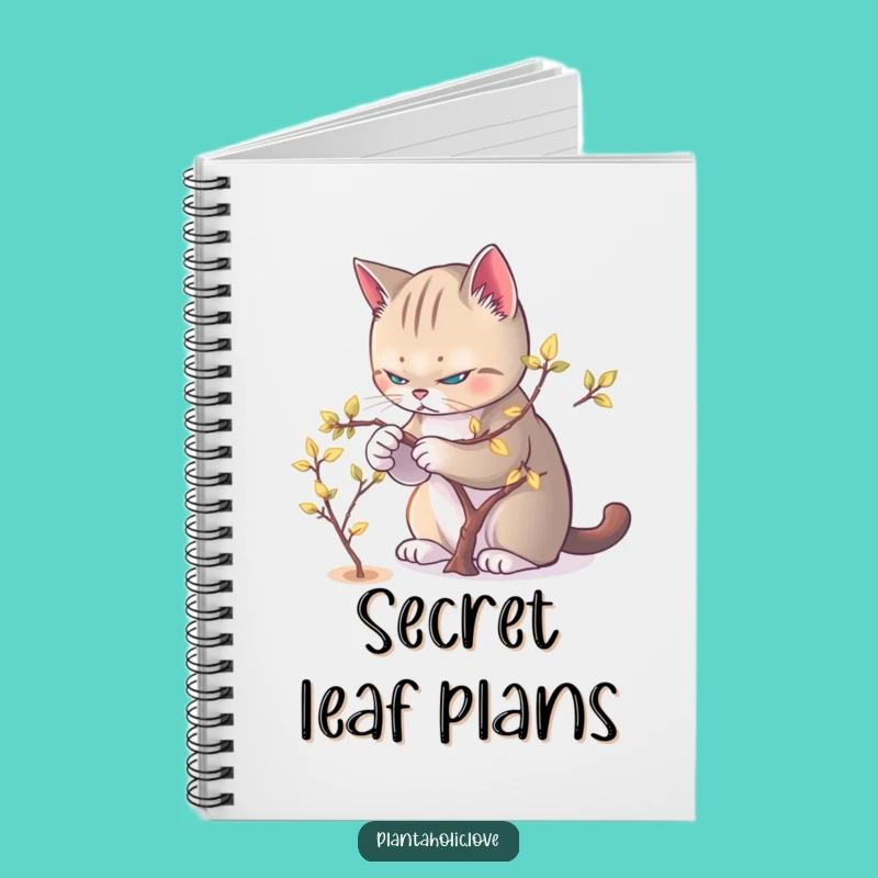 Funny Cat Pruner Notebook: Meticulous Feline & Glowing Leaves Journal