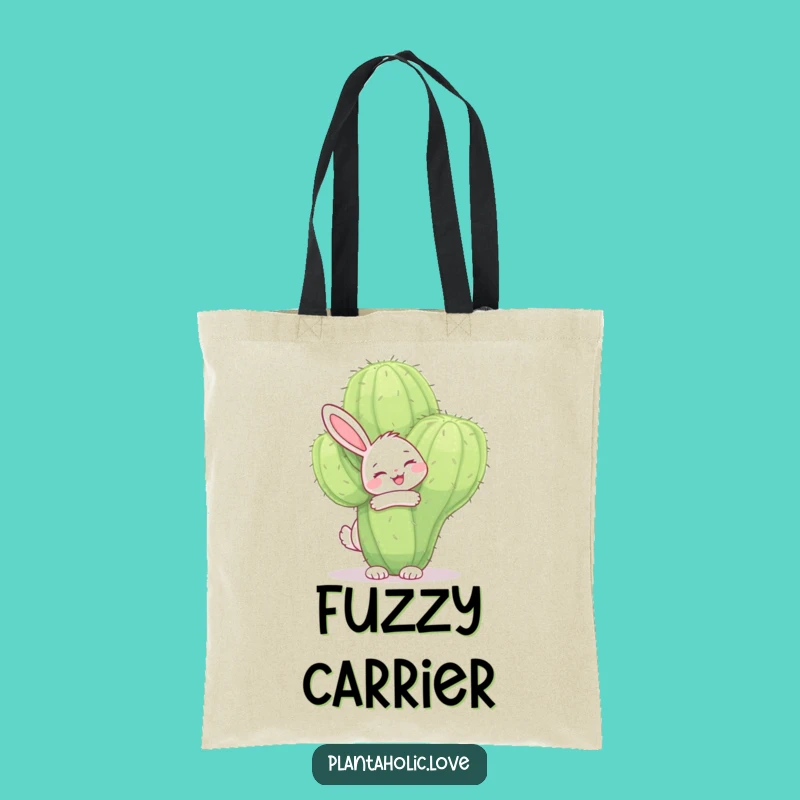 Funny Bunny Cactus Hug Tote Bag: Carry Your Quirky Charm